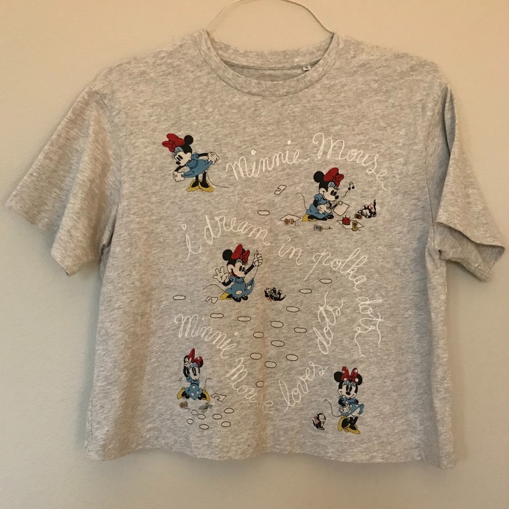 Disney Uniqlo Grey Minnie Mouse Crop Top